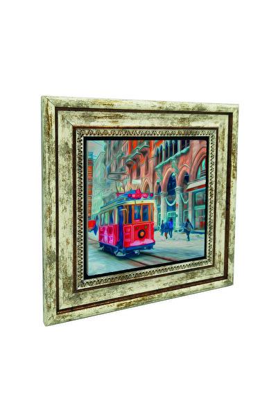 Sadrazam Tablou cu piatră naturală Tramvai Nostalgic cu imprimeu 25cm x 25cm ...