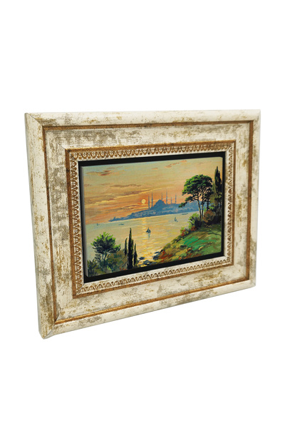 Sadrazam Mescitul Sultan Ahmet și peisajul apusului de soare cu imprimeu Tablou cu piatră naturală 20cm x 25cm |   5G-SAC7