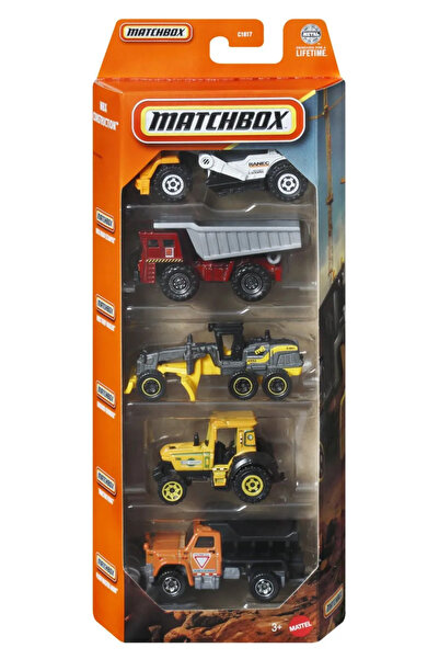 Matchbox Set of 5 Metal Construction Vehicles, 1:64 Scale