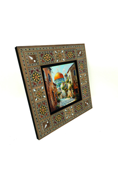 Sadrazam Ierusalim, Moscheea Al-Aqsa, Kubbe al-Sahra cu imprimeu Tablou din lemn MDF Levant 20cm x 20cm |   1G-KS6