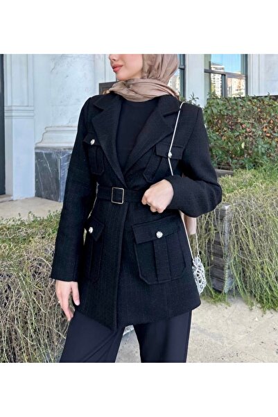 Nuesscollection Tüvit Kemerli Ceket (Bir beden büyük tercih ediniz)