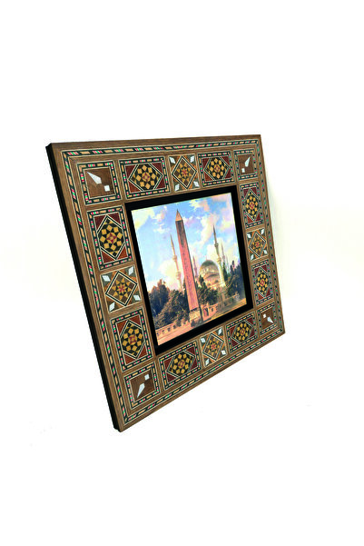 Sadrazam Manta din lemn MDF cu pictură a Moscheei Sultan Ahmet și Obeliscul Obelisk cu imprimeu 20cm x 20cm |   1G-SAC5