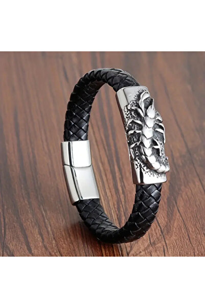 M2M Erkek Örgü Deri Bileklik – Metal Akrep Detaylı, Manyetik Kilitli, Şık ve ...