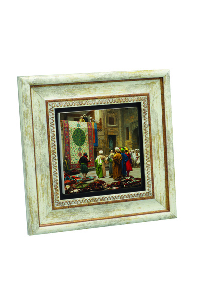 Sadrazam Tablou cu piatră naturală cu imprimeu oficial al comerciantului de covoare 20cm x 20cm |   KRT-128