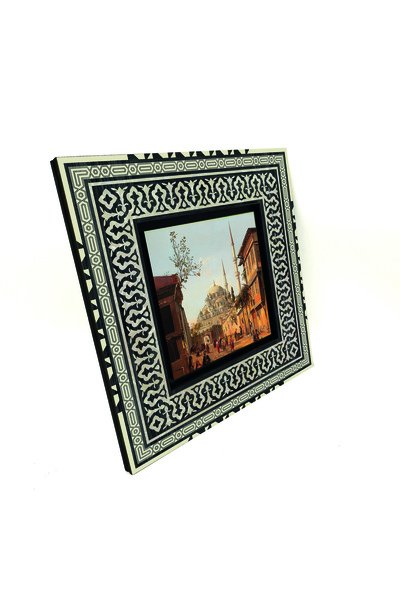 Sadrazam Pictură peisajistică a Moscheei Fatih cu imprimeu Pictură anatoliană din lemn MDF 20cm x 20cm |   1G-FC19