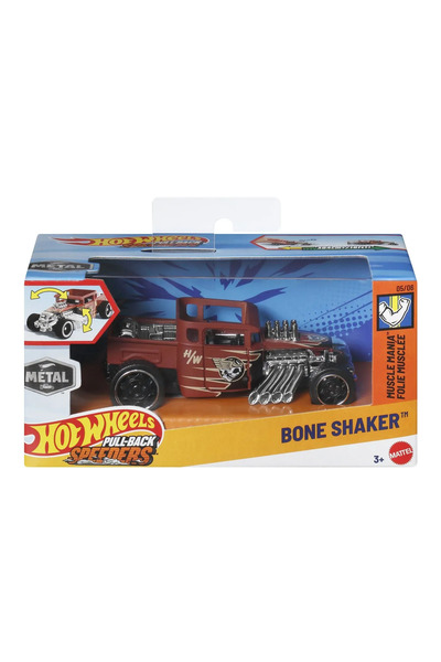HOT WHEELS Metal Pull-Back Car Bone Shaker Muscle Mania 1:43 Scale