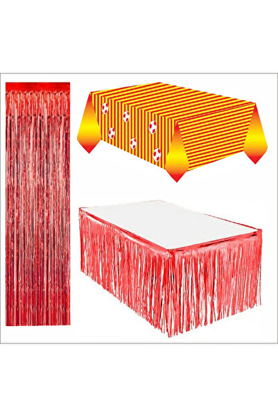 ZENVİVA Fan Yellow Red Tablecloth, Red Table Skirt, Red Background
