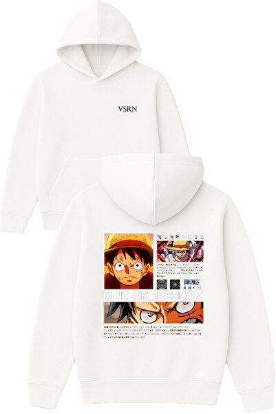 VSRN تصميم ملك الحرية مطبوع قصة فضفاضة سويت شيرت أبيض بغطاء رأس