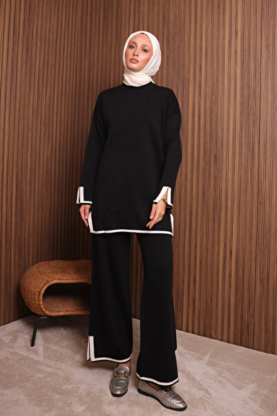 Mogi Butik Women's Oversized Tight Knit Slit Hijab Knitwear Set 3133