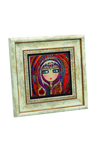 Sadrazam Tablou cu motiv etnic anatolian pentru fete cu imprimeu Tablou cu piatră naturală 20cm x 20cm |   KRT-113
