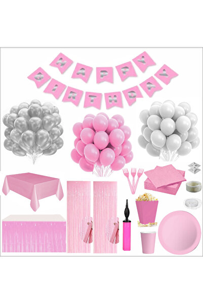 ZENVİVA Pink and White 16-Person Full Birthday Set