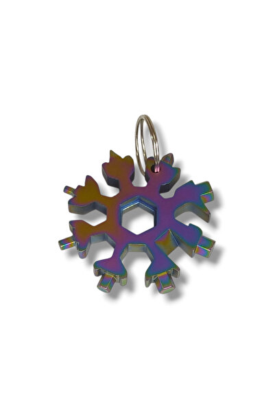 STE 19 Fonksiyonlu Paslanmaz Çelik Kar Tanesi Çok Amaçlı Anahtarlık – Mini To...