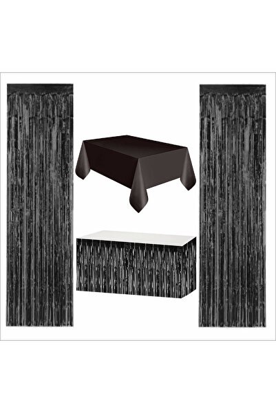 ZENVİVA Black Tablecloth, Black Table Skirt, 2 Pieces Black Backdrop