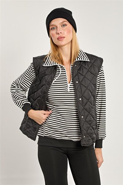 BARRELS AND OIL Women's Quilted Vest - Black