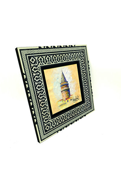 Sadrazam Turnul Galata cu imprimeu Tabla din lemn MDF Anadolu 20cm x 20cm |   KRT-21