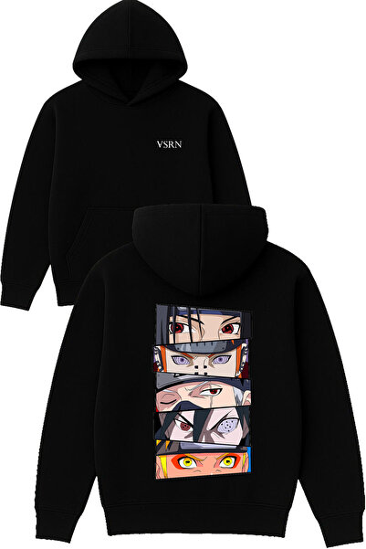 VSRN Φούτερ με μαύρη κουκούλα με σχέδιο Anime Eyes Design