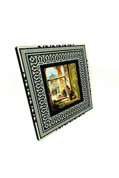 Sadrazam Pictură ușă moscheei Great Emevi cu imprimeu Pictură anatoliană din lemn MDF 20cm x 20cm |   KRT-134