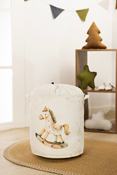 Koza Home Tidy Kids Atlı Karınca Desenli Poplin Büzgülü Sepet (37x40cm) 6018