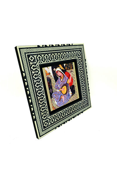 Sadrazam Muziciană Femeie Miniatura cu imprimeu Pictură anatoliană din lemn MDF 20cm x 20cm |   KRT-124