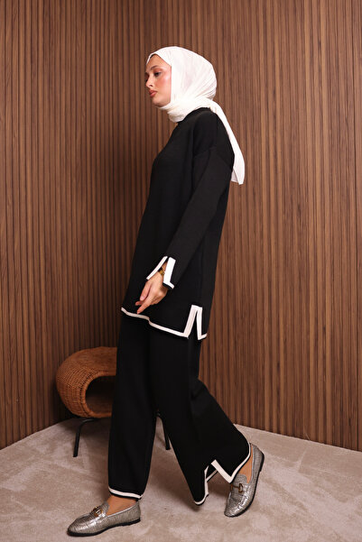 Mogi Butik Women's Oversized Tight Knit Slit Hijab Knitwear Set 3133