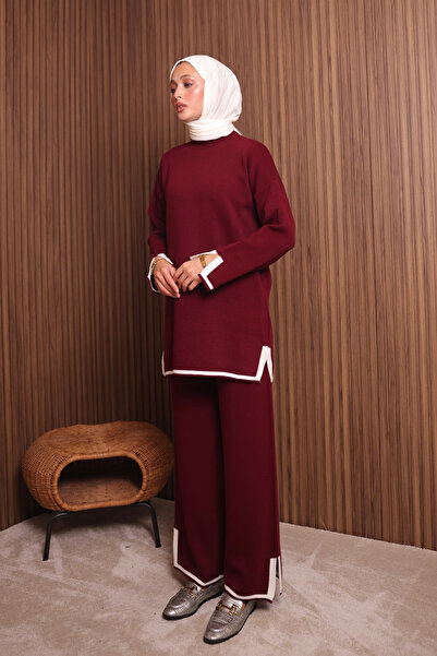 Mogi Butik Women's Oversized Tight Knit Slit Hijab Knitwear Set 3133