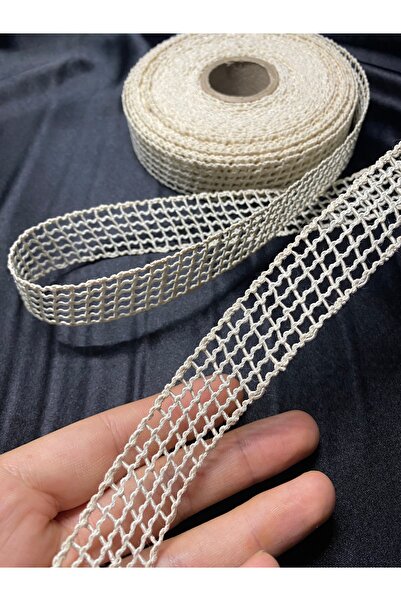 Massaltay Cream Mesh Ribbon 5 Meters – Decorative Embellishment Ribbon, Hobby Craft Accessory, Packaging Ribbon