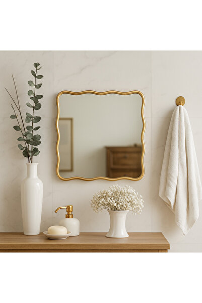 Narkissos Dizayn Kare Dalgalı Duvar Aynası / Konsol Aynası / Makyaj Aynası