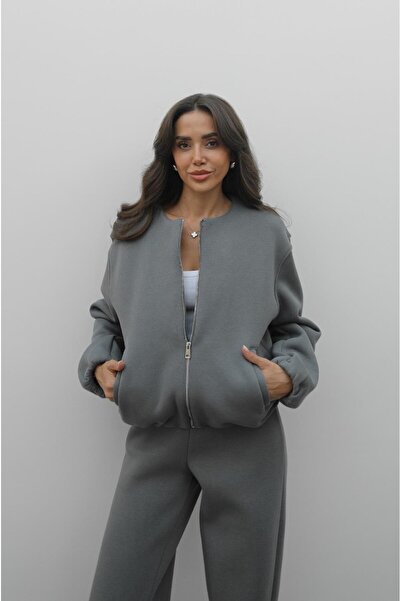 Havoş Gray Brendon Zippered Jacket Tracksuit Set