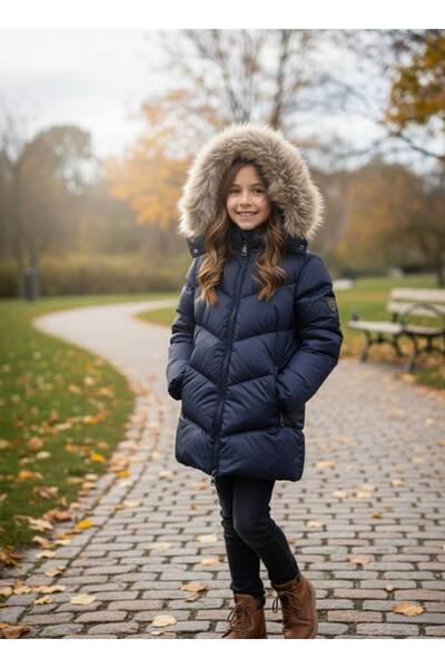 YusGos Girl's Waterproof Inflatable Jacket with Hidden Hooded Zipper Pockets (Ages 2-15)