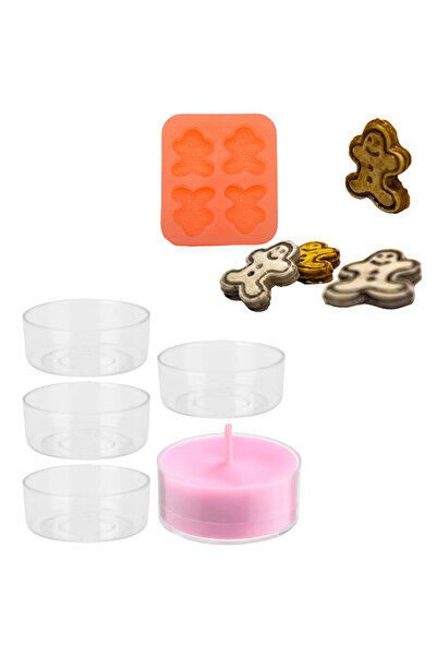 adin tasarım Yılbaşı Mum Yapım Seti Mika Mum Kabı 5li + Yılbaşı Ginger Kurabi...