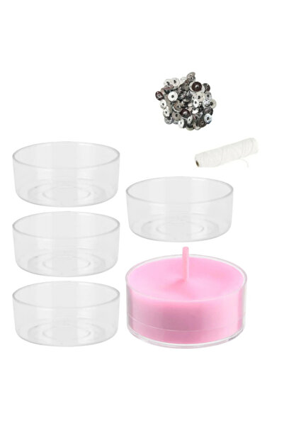 adin tasarım Yılbaşı Mum Yapım Seti 26lı Mika Mumluk 5 Adet Mum Kabı Mum Fiti...