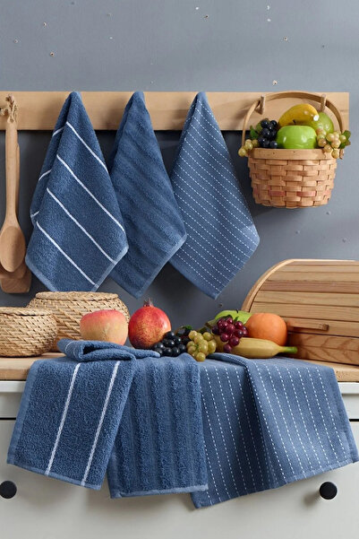 HRN Textile Sophia Cotton 6-Piece 30X50 cm Hand and Face Towel Set - Kitchen Towel Set