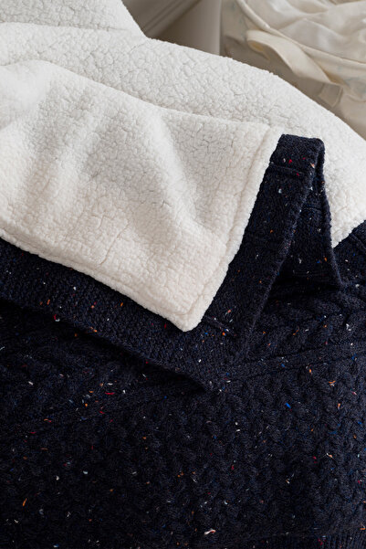 Koza Home Toffy Navy Blue Knitted Baby Blanket 100X100