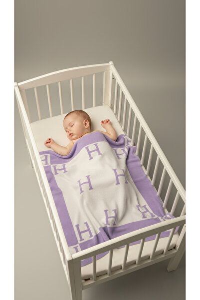 Sebir Moda بطانية أطفال منسوجة بنقشة H مقاس 90×90 سم