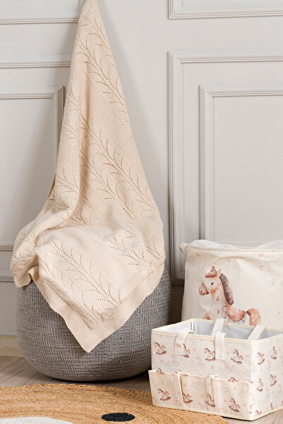 Koza Home Toffy beige wheat knit baby blanket 100x100