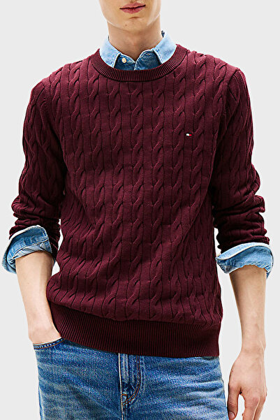 Tommy Hilfiger Pamuklu Relaxed Fit Örgülü Bisiklet Yaka Kazak Erkek KAZAK MW0...