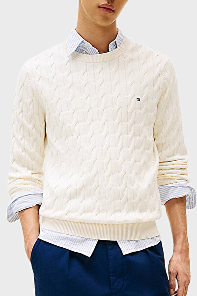 Tommy Hilfiger Pamuklu Relaxed Fit Örgülü Bisiklet Yaka Kazak Erkek KAZAK MW0...