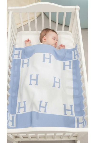 Sebir Moda H Patterned Knitwear Baby Blanket 90X90Cm