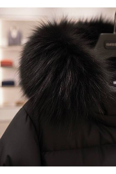 YusGos Girl's Waterproof Fur Lined Hooded Zipper Pockets Shiny Suede Puffer Coat (2-15 Years) Black 12-13