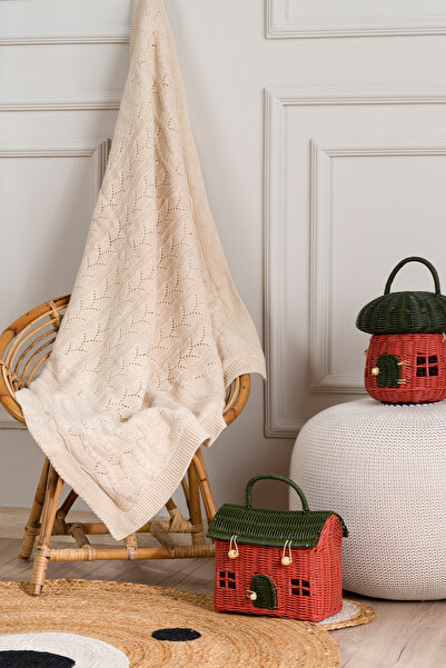 Koza Home Toffy Beige Fish Scale Knitted Baby Blanket 100X100