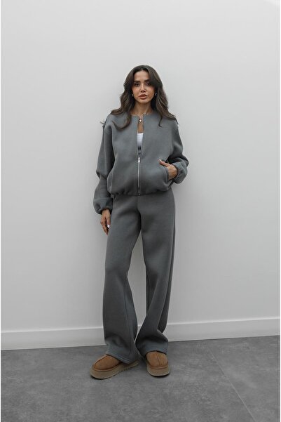 Havoş Gray Brendon Zippered Jacket Tracksuit Set