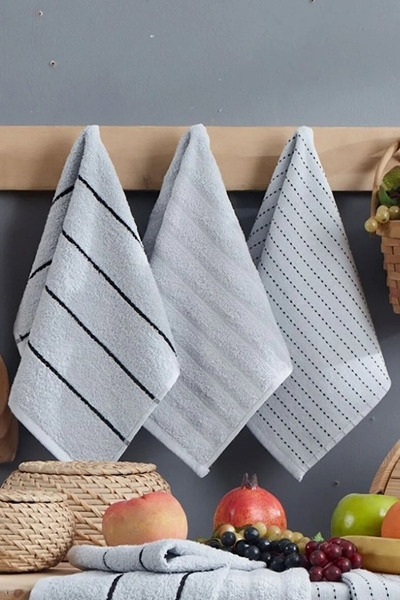 HRN Textile Sophia Cotton 6-Piece 30X50 cm Hand and Face Towel Set - Kitchen Towel Set