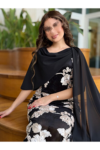 Generic black evening dress with cape