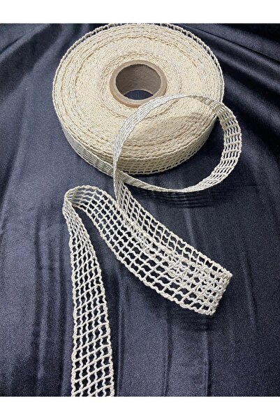 Massaltay Cream Mesh Ribbon 5 Meters – Decorative Embellishment Ribbon, Hobby Craft Accessory, Packaging Ribbon