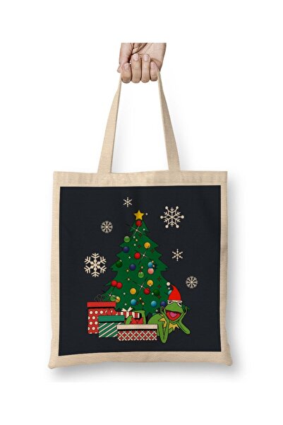 Toyaso Geantă de cumpărături Kermit Around The Christmas Tree Muppets, din pâ...