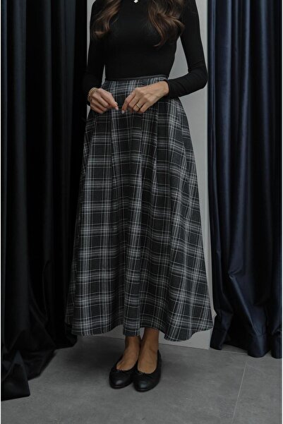 Havoş Black Goins Plaid Patterned Skirt