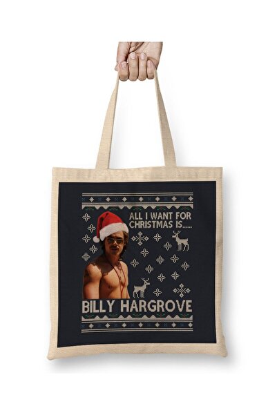 Toyaso Stranger Things Billy Hargrove Christmas Wish Λευκή υφασμάτινη τσάντα με μακρύ χερούλι Τσάντα αγορών