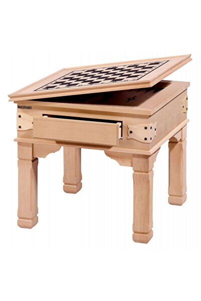 Masifart Feline Küçük Tavla Sehpa Cilasız Ham