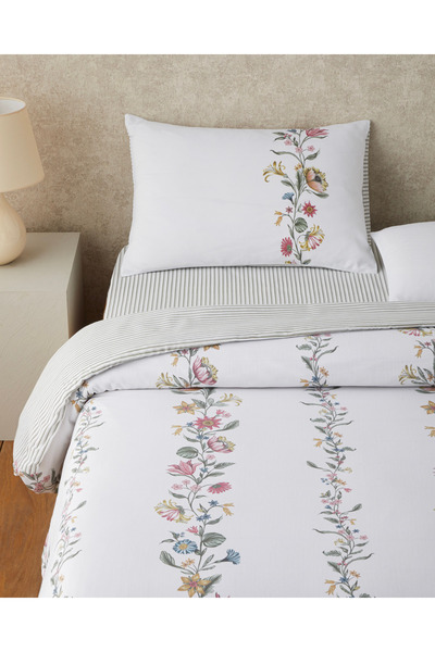 English Home Fioreline Digital Printed Easy-Iron Double Duvet Cover Set 200X220 cm Green-Yellow