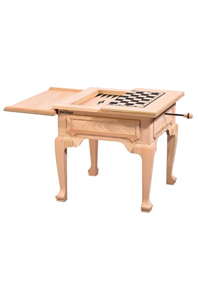 Masifart Gustel Kapaklı Küçük Tavla Sehpa Cilasız Ham